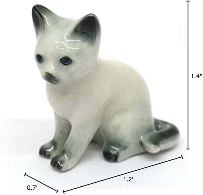 ZOOCRAFT Hand Painted Porcelain Miniature Collectible Ceramic Siamese Cat Figurine