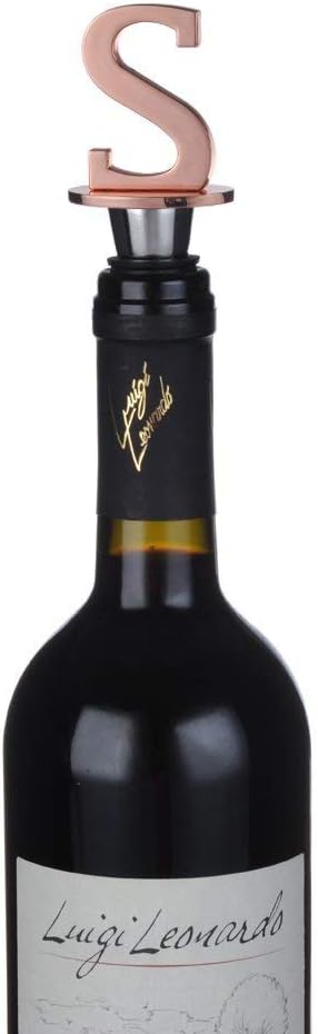 Miicol Wine Stoppers for Wine Bottles Toppers, Monogramm Cute Wine Accessories Gifts for Family Friends Women or Engagement Decorative, First Name Initial Letter S, Rose Gold