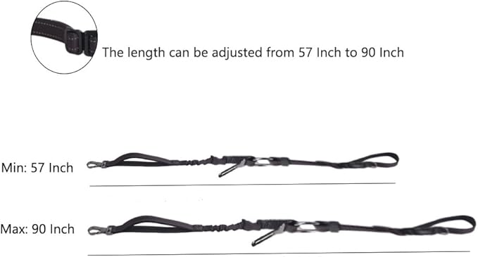 Hands Free Dog Leash for Large Medium Dogs Heavy Duty Bungee Reflective Adjustable Waist Leashes for Walking Running with Car Buckle 4-6FT (Black)