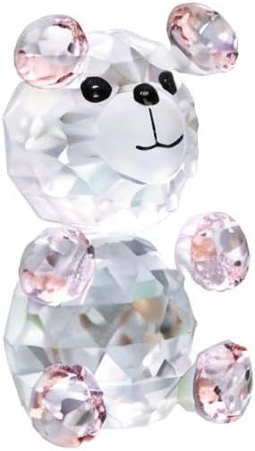 H&D Pink 3D Little Bear Crystal Figurine Paperweights Glass Xmas Decor