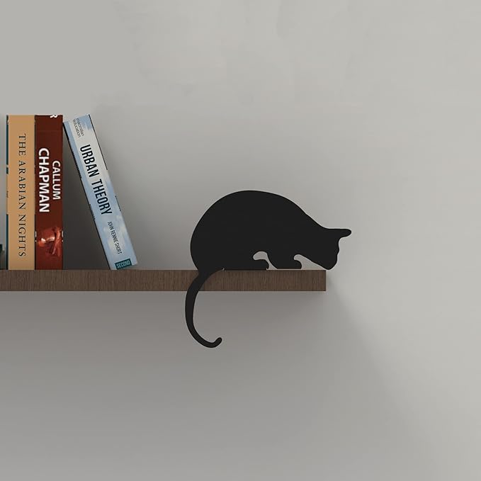 Artori Design Cat Figurine for Home Decorations and Living Room Decorations - Funny Cat Stuff for Cat Lovers - Metal Cat Decorations, Cat Statue for Shelf Decor - Sherlock Black Cat Decor