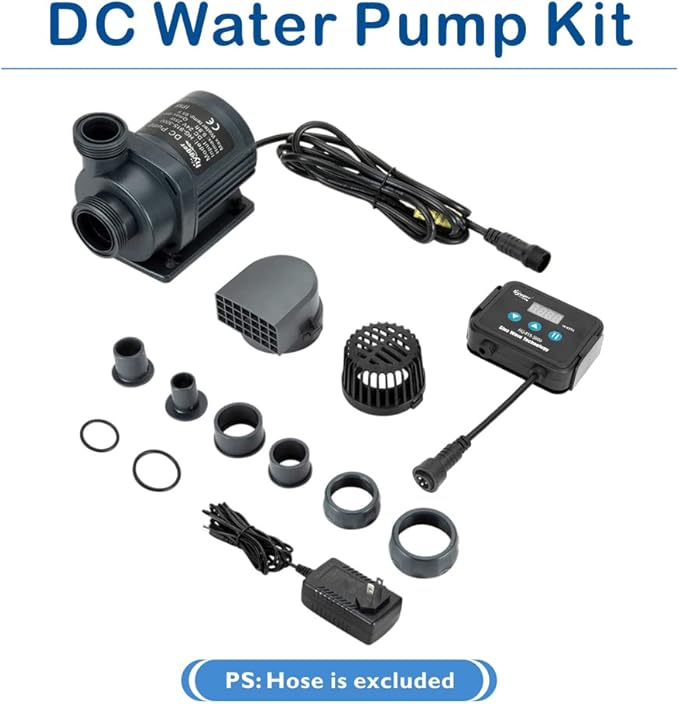 Hygger 24V DC Inline/Submersible Saltwater Aquarium Pump With LCD Display Controller - 1060 GPH Return Pump For Coral Reef Tank Sump