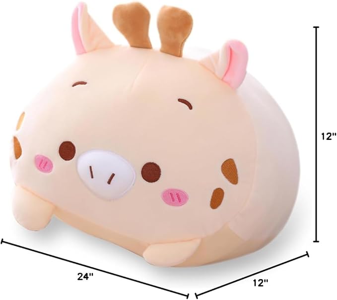 AIXINI 23.6 inch Cute Deer Plush Stuffed Animal Cylindrical Body Pillow,Super Soft Cartoon Hugging Toy Gifts