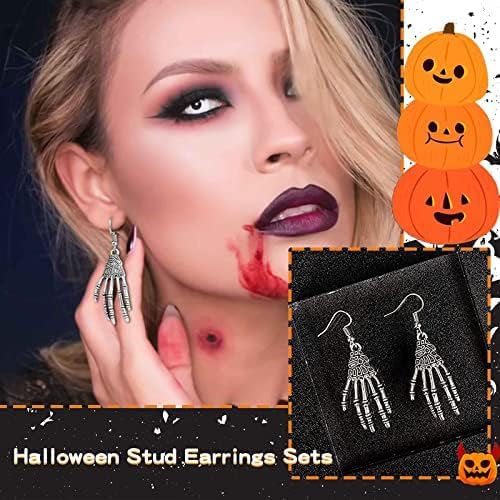 5-26Pairs Halloween Thanksgiving Fall Christmas Theme Earrings Set Holiday Earrings Halloween Stud Earrings Set Spider Pumpkin Ghost Bat Web Skull Drop Earring Holiday Jewelry Gifts