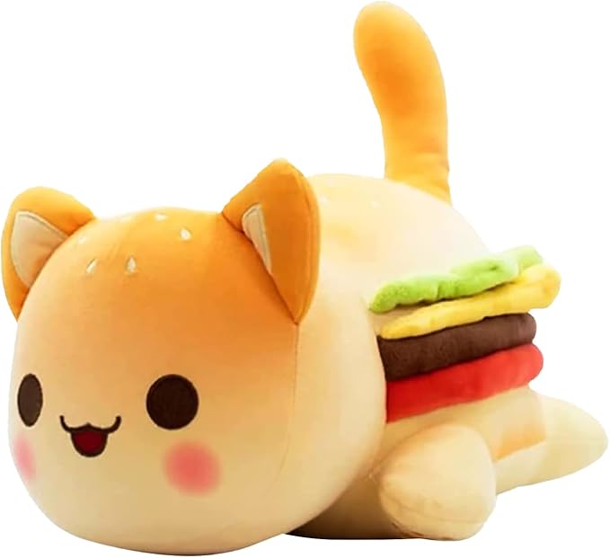 Cute Anime Cartoon Cat Stuffed Animal Figure Toy Plush Pillow Gift for Kids and Festival Gift (Hamburger Cats)