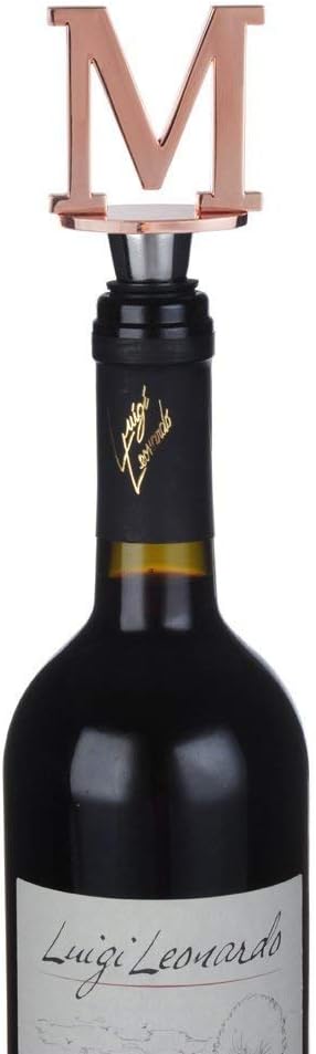 Miicol Wine Stopper, Prosecco Stopper, Wine Bottle Stopper, Personalised Champagne Stopper, Rose Gold Wine Accessories, Wine Lovers Gift, Monogram Gift, Letter M