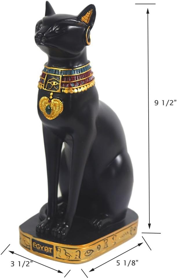 9.5" Ancient Egypt Kitty Egyptian Bastet Cat Goddess Statue Collectible Bastet Sculpture (9.5" Tall)