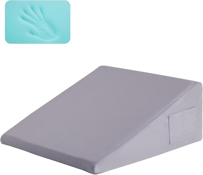 Bed Wedge Pillow for Sleeping, 10" Wedge Pillows for After Surgery, Soft Memory Foam Top, Triangle Pillow Wedge, Body Positioners for Leg Elevation, Acid Reflux, Gerd, Snoring Relief, Velvet