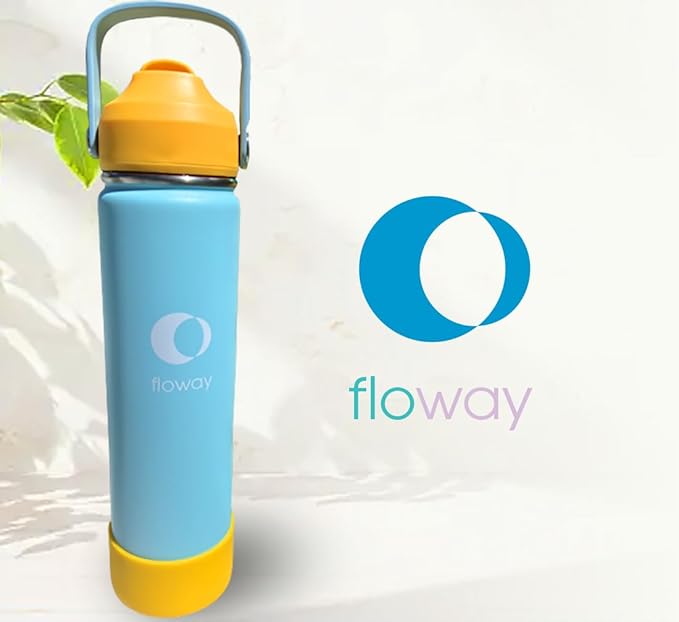 24oz Stainless Steel Vacuum Insulated Water Bottle with Straw Lid and Cleaning Brush, BPA Free, Leakproof, Temp Control, for Hot and Cold Drinks (Sunny Sky, 24oz)