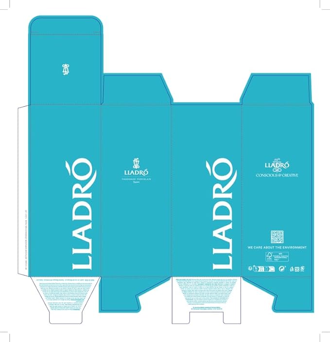 LLADRÓ Glossy Porcelain Figure Cat and Mouse in White and Gray. Decorative Kitten Porcelain Figurine.