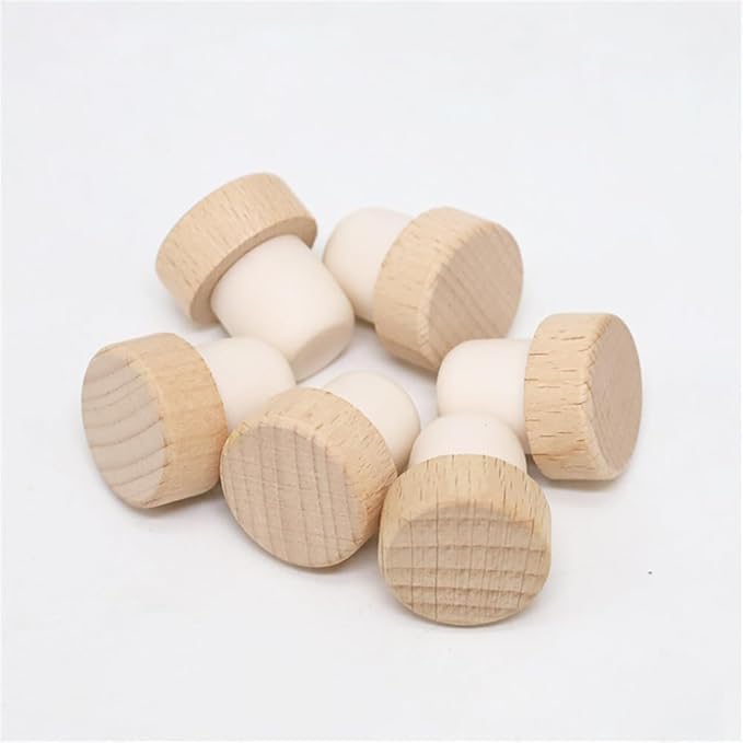 8-Piece Wine Bottle Stopper T-Shaped Bottle Stopper, Reusable Wine Bottle Stopper, Wooden And Rubber Bottle Stopper, Sealing Stopper, Beer Bottle Stopper Process, 1.2*0.86 inch