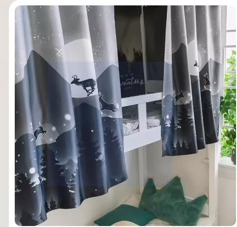 HAOZAIKEJI Student Bunk Bed Curtains Dormitory Blackout Bed Drapes for Loft Bed Milky Way Moon Curtain for Bed Frame Dustproof Decorative Shading Canopy for Bottom Bunk Bed