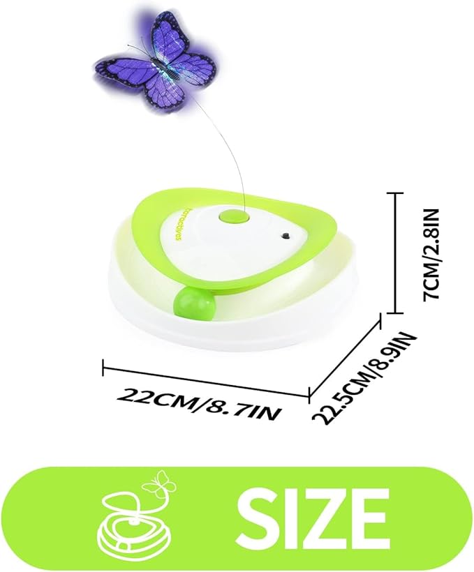 ALL FOR PAWS 2 in 1 Interactive Cat Butterfly Flutter Toy with Rolling Balls Automatic Kitten Spinner Toys for Indoor Cats
