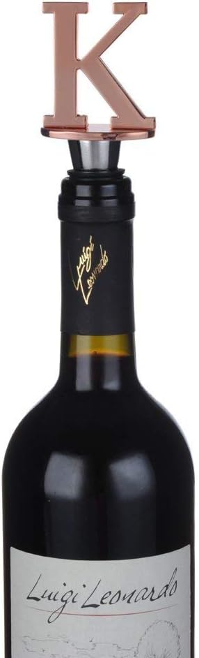 Miicol Wine Bottle Stopper, Prosecco Stopper, Rose Gold Wine Stopper, Personalised Champagne Stopper, Initial Wine Stopper, Funny Prosecco Gift, Wine Lovers Gift, Kitchen Decor, Letter K