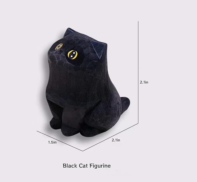 Handmade Black Cat Statue Artwork, Creative Statue Artwork for Home Decor, Unique Cat Figure Gift