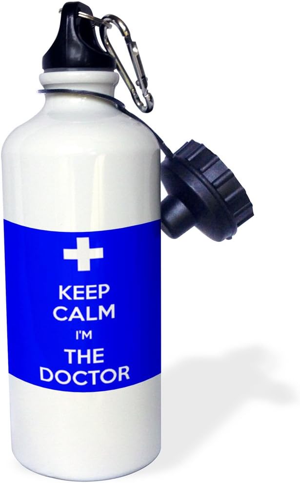 3dRose Keep Calm I'm The Doctor Sports Water Bottle, 21 oz, Multicolor