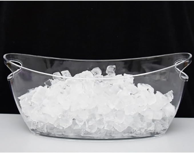 Ice Buckets for Parties, 5.5 Liter Large Clear Acrylic Food Grade Ice Bucket, Mimosa Bar Supplies Beverage Tub for Champagne Beer Sparkling Wine Cocktails, 16.9, Transparent, OUKEYI-100894