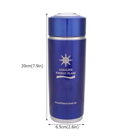 Alkaline Water Glass, Stainless Alkaline Water Bottle Portable Nano Balance Bio Energy Lonizer Cup Flask Portable Water Filter for Hiking, Camping(Blue)