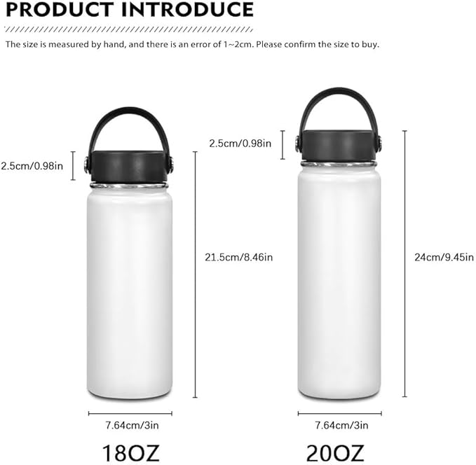 African Stainless Steel Water Bottle with Handle Vacuum Insulated Water Bottles 20 oz Metal Flask Afro American Travel Cup Coffee Mug Wide Mouth Bottle Leak Proof Reusable