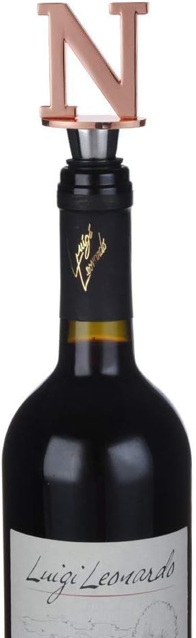 Miicol Wine Stopper, Prosecco Stopper, Wine Bottle Stopper, Personalised Champagne Stopper, Rose Gold Wine Accessories, Wine Lovers Gift, Monogram Gift, Letter N