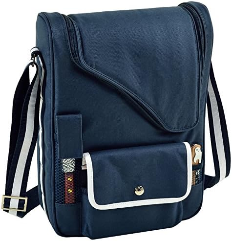 Illinois University Licensed Fighting Illini Deluxe Wine Carrier with Wine Glasses and Accessories for Two Assembled & Quality Approved in The USA