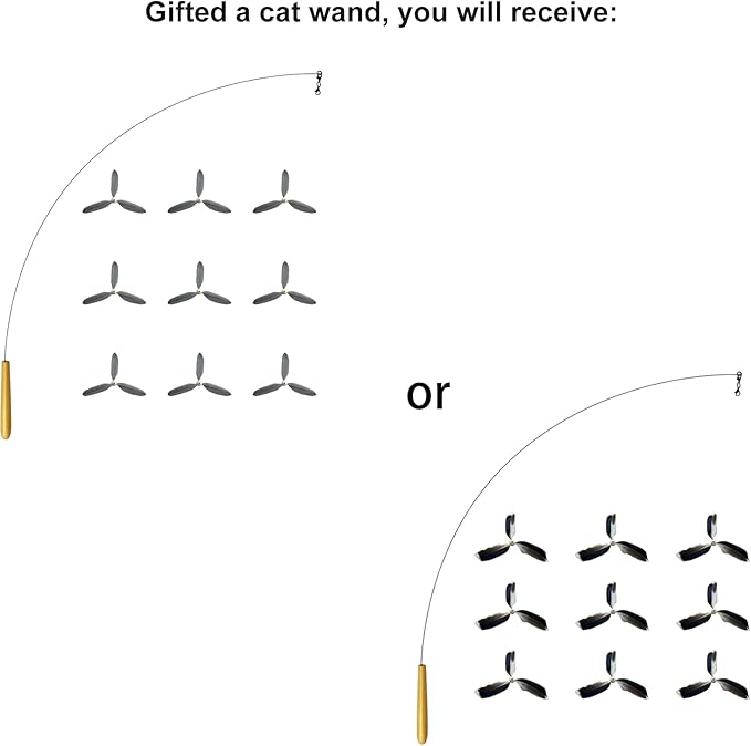 Spinning Feather Propeller Refills for Cat Wand Toy, Cat Toy Wand Attachment Replacement with Lobster Clasp (9-Pack)