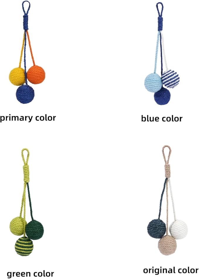 Cat Toy Sisal Ball Hanging Cat Toy Handmade Cat Rope Ball Chew Eco-Friendly Toy Pets Interactive Toy Cat Toys for Indoor Cats (Bule, 1pcs)