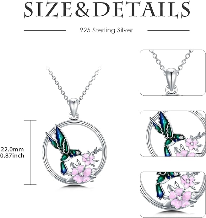 925 Sterling Silver Lab Grown Diamond Animal Necklace Cat/Bear/Bee/Dolphin/Dragonfly/Horse/Hummingbird/Koala/Parrot/Penguin/Pigeon/Sea Turtle/Starfish Lab Grown Diamond Necklace Gift for Women