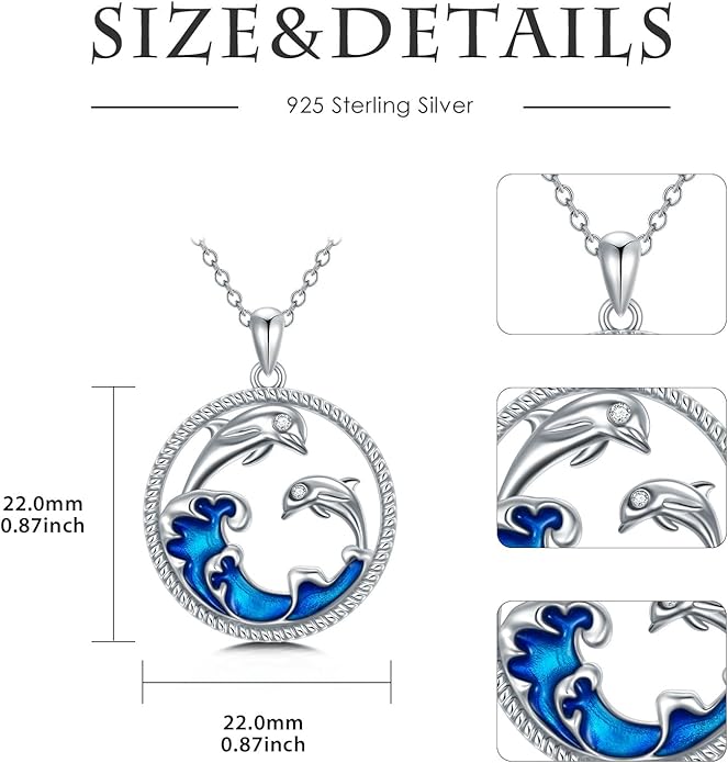 925 Sterling Silver Lab Grown Diamond Animal Necklace Cat/Bear/Bee/Dolphin/Dragonfly/Horse/Hummingbird/Koala/Parrot/Penguin/Pigeon/Sea Turtle/Starfish Lab Grown Diamond Necklace Gift for Women