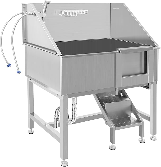 38 Inch Dog Bathing Station for Large Dogs, Stainless Steel Dog Pet Washing Station, Professional Dog Grooming Tub, Pet Wash Bath Station,Right Door