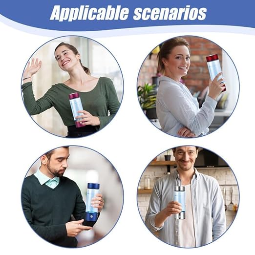 Hydrogen Water Bottle 14oz - Portable Hydrogen Water Ionizer Machine - Hydrogen Water Generator - Hydrogen Rich Water Glass Health Cup for Home Office Travel (1 Pack)