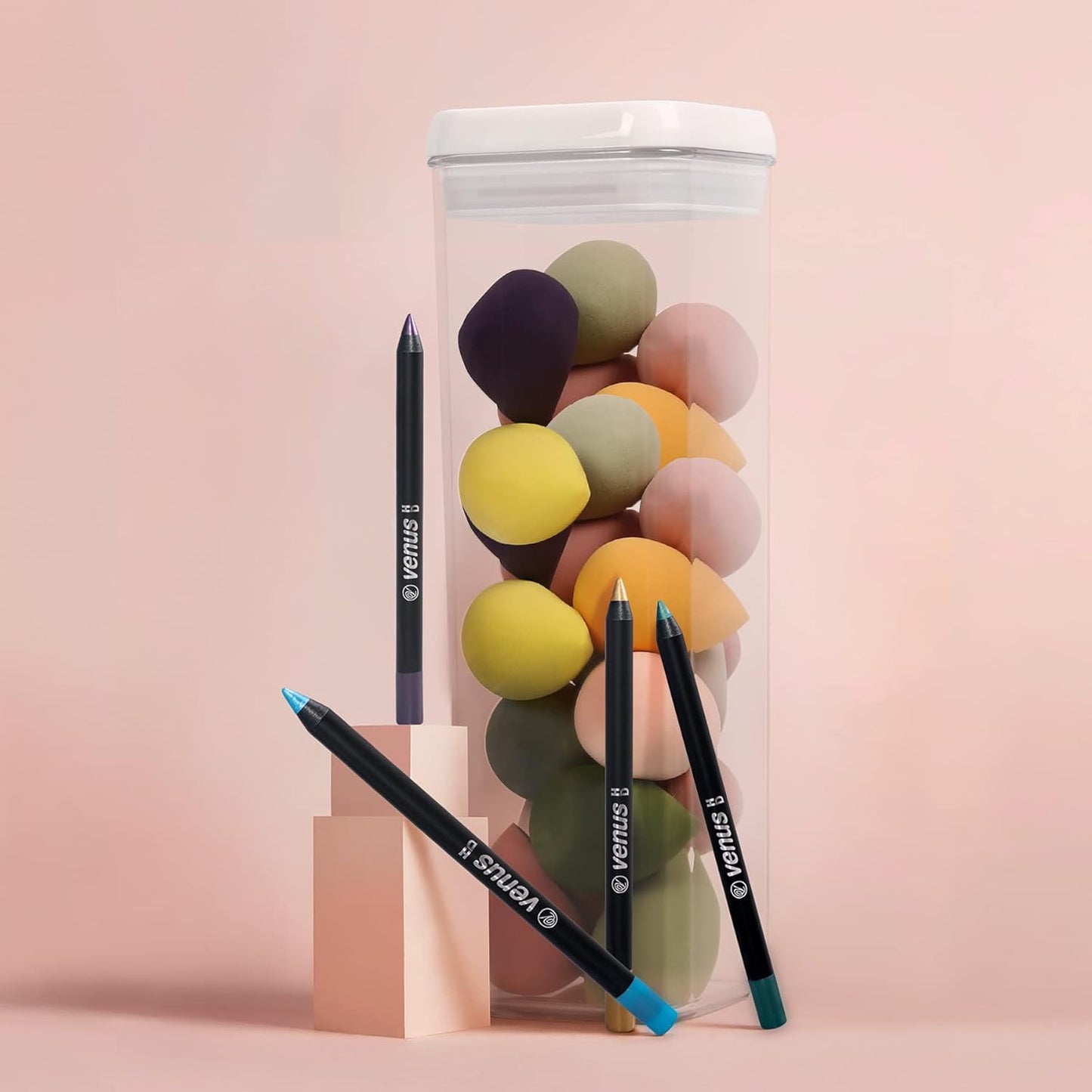 Felli Flip Tite TALL Storage Container with Lid 4" Air Tight Easy Open Ring Top, Clear Acrylic Skinny Canister Jar for Spaghetti Lasagna Fettuccine Noodle, Kitchen Cupboard Pantry Organizer (2.0 qt)