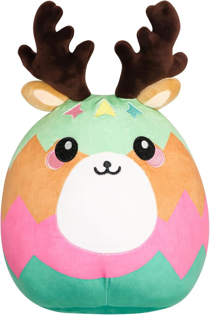 Christmas Reindeer Plush 12" Christmas Stuffed Animal Doll - Cute Soft Decompress Animals Plush Toys Great Gifts for Kids,Holiday Party Exchange or Soft Festive Fall Winter House Decor