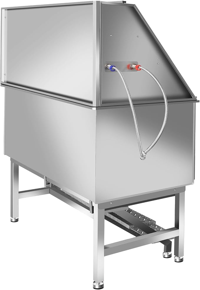 50" Dog Bathing Station for Large Dogs, Stainless Steel Dog Pet Washing Station, Professional Dog Grooming Tub, Pet Wash Bath Station (50" Left Door)