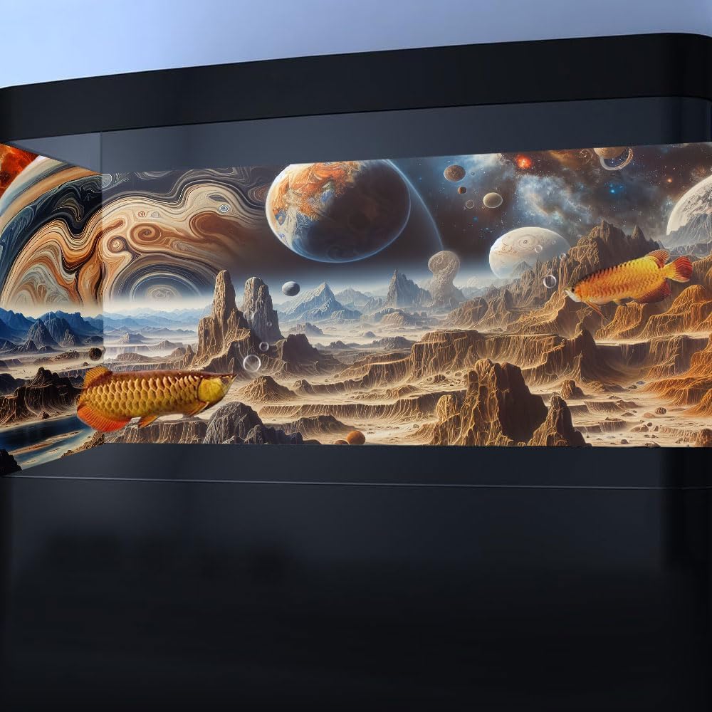 36X24IN Cosmic Spaceterrarium Background, Cool Parallel Space Themed Aquarium Reptile Habitat Background, Aquarium Background with 10EVA Double-Sided Tape