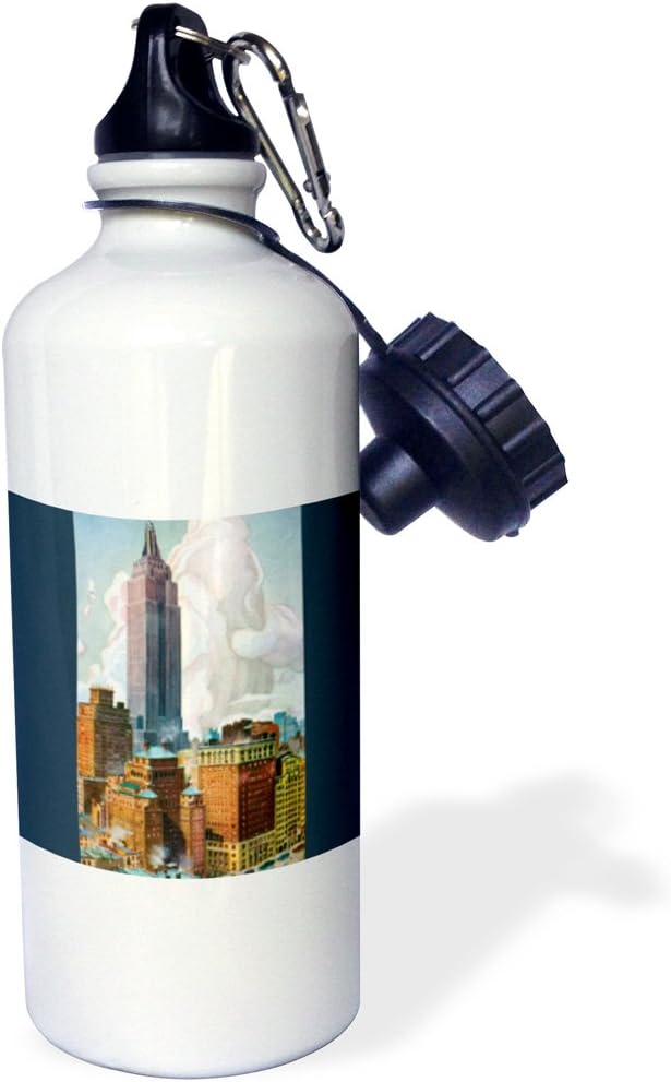 3dRose Empire State Building, New York City Postcard Reproduction-Sports Water Bottle, 21oz , 21 oz, Multicolor