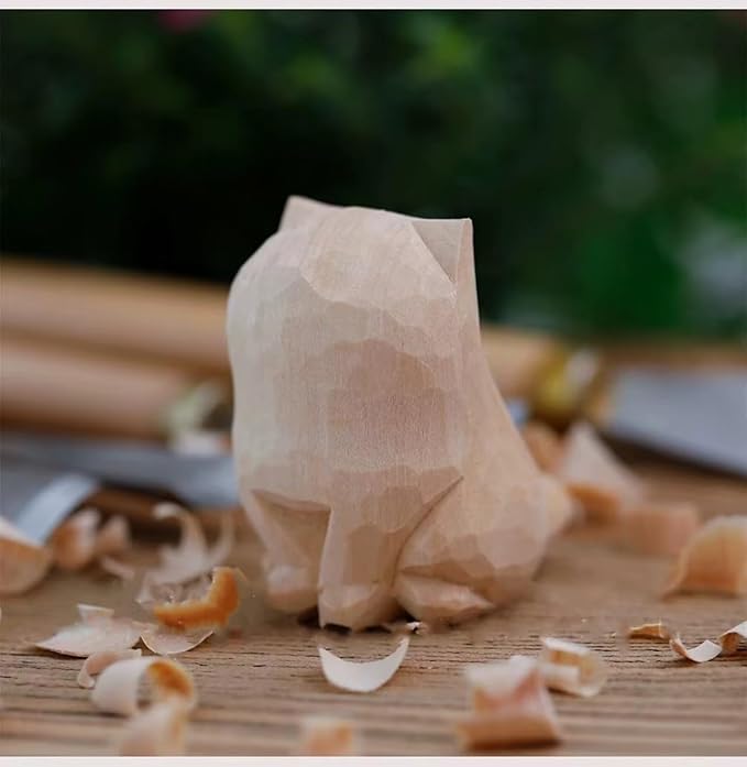 Handmade Orange Cat Figurine, Wooden Tabby Statue Craft, Cute Home Decor, Unique Figure Collectible Gift for Cat Lovers