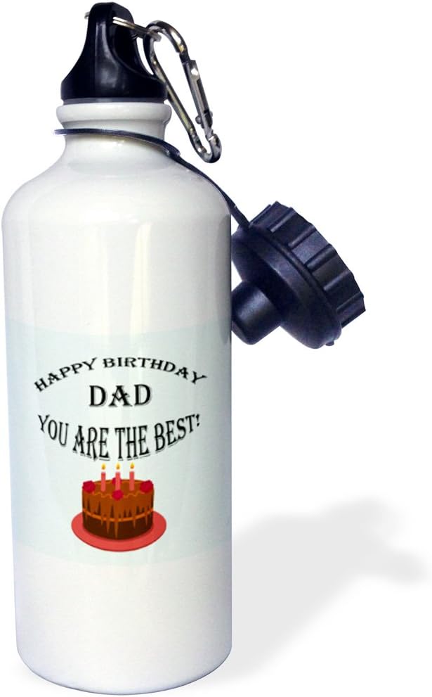 3dRose Happy Birthday Dad. Blue. Saying-Sports Water Bottle, 21oz , 21 oz, Multicolor