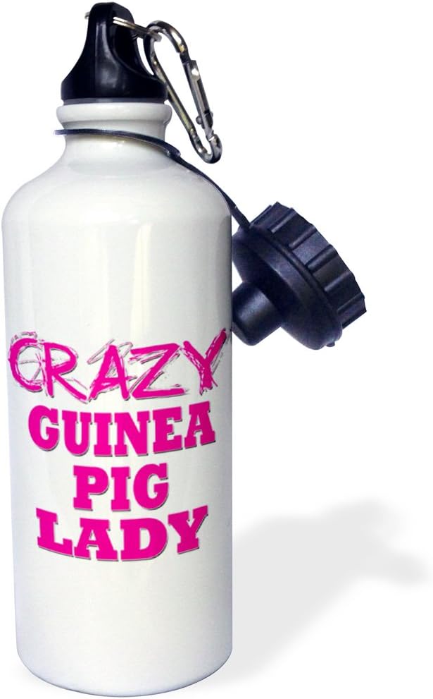 3dRose Crazy Guinea Pig Lady-Sports Water Bottle, 21oz , 21 oz, Multicolor