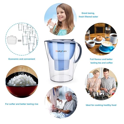 Alkaline Water Filter Pitcher - 3.5 Liters Improve PH, BPA Free, 2 Long Lasting Filters Included, Replacement cartridge timer, 7 Stage Filtration System (Blue)