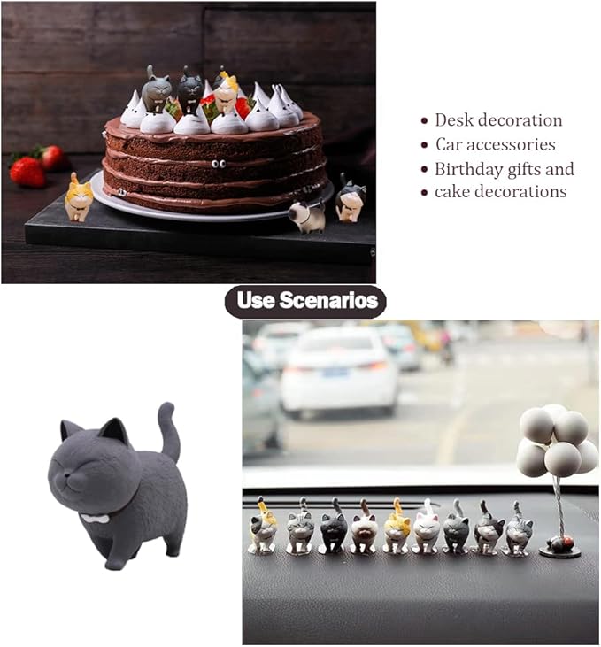 Cat with Balls Figure Miniature Mini Cat Kitty with Balls Figures Set for Dollhouse,Fairy Garden,Cake Topper,Easter Eggs,Desk Decoration,Succulent Plant Pot Decoration,Birthday Gift - 9 pcs