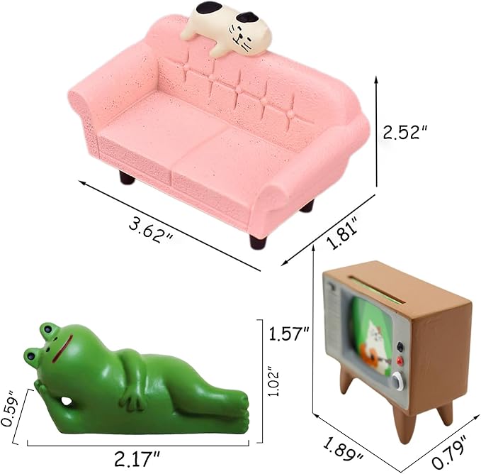 Miniature Frog Figurines Mini Cat Figurines Tiny Frogs Cute Office Desk Decor