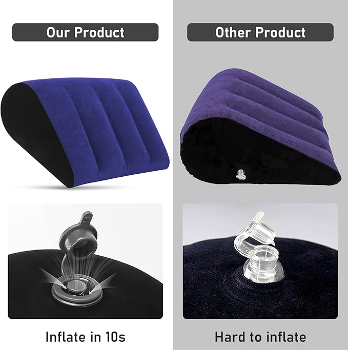 Inflatable Wedge Pillow - Leg Pillow for Sleeping, Leg Elevation Pillow, Improves Circulation and Reduces Swelling, Suitable for Travel, Sleep, Pregnancy, Surgery and Injuries Recovery, Blue