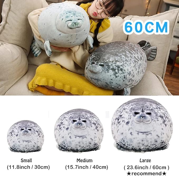 ETAOLINE Chubby Blob Seal Pillow Cute Seal Plush Toy Cotton Stuffed Animals (X-Large)