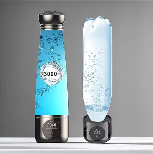 Hydrogen Water Bottle 3000ppb Dupont Membrane Ionized Water Bottle Hydrogen Cup PEM/SPE Technology Purification Vent Rechargeable Hydrogen Water Generator for Home Office Travel