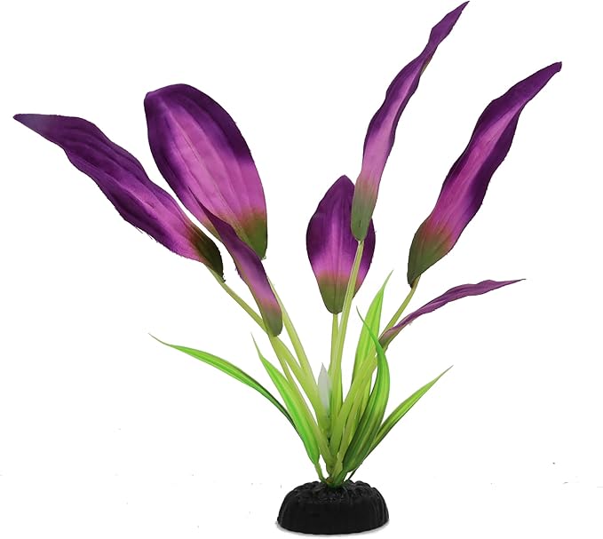Silk Aquarium Plants for Betta Fish Tank, 2 Pcs 8 Inch Small Silk Aquarium Plant Aquatic Water Grass Decoration, Purple