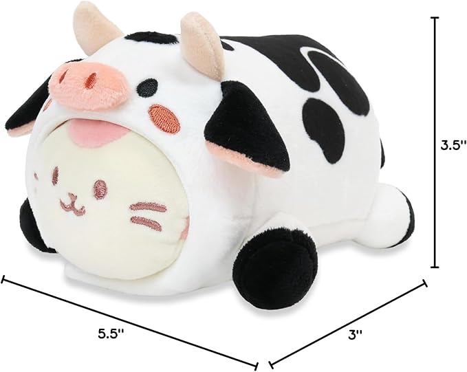 Anirollz Stuffed Animal Plush Toy – 6" Small Blanket Outfitz Doll | Soft, Squishy, Warm, Cute, Comfort, Safe | Birthday Pillow with Kawaii Pink Kitty Cat Cow Kittiroll