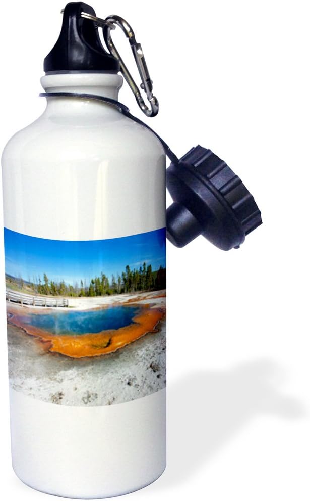 3dRose Emerald Pool at Black Sand Basin, Yellowstone NP, USA. -Sports Water Bottle, 21oz , Multicolored