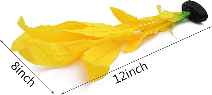 ALEGI Silk Aquarium Plants, 12 inch Artificial Silk Plants Decorations for Fish Tank,Aquarium Décor Plastic Plants (Yellow, 2 Pack)