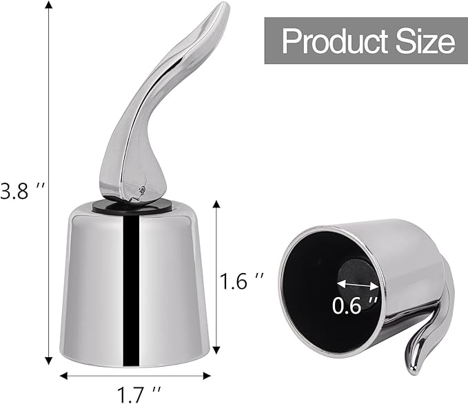 6Pcs Plastic Wine Stoppers, Reusable Wine Bottle Stopper with Silicone Seal, Wine Saver and Decorative Bottle Sealer, Beverage and Wine to Keep Fresh (Silver)